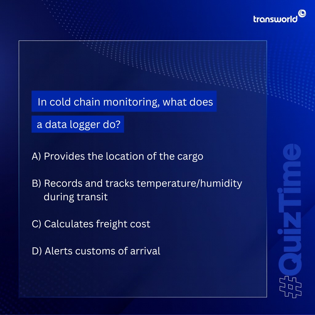 Are you aware of the logistics industry? Put on your thinking caps and guess the answer in the comments section below! 

#Transworld #ColdChain #Logistics #Operations #QuizTime #FunTime