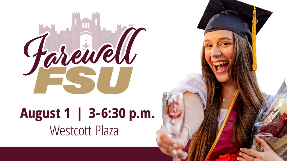 MyNolePass's tweet photo. It's that time again! ππ₯³π
Head over to Westcott Plaza today from 3pm to 6:30pm for Farewell & celebrate all of the #FSU2025 summer graduates!
Congrats #ClassOf2025! π’ππ’
#GoNoles #FSUGrad #MyNolePass https://t.co/yia3rbIy4S