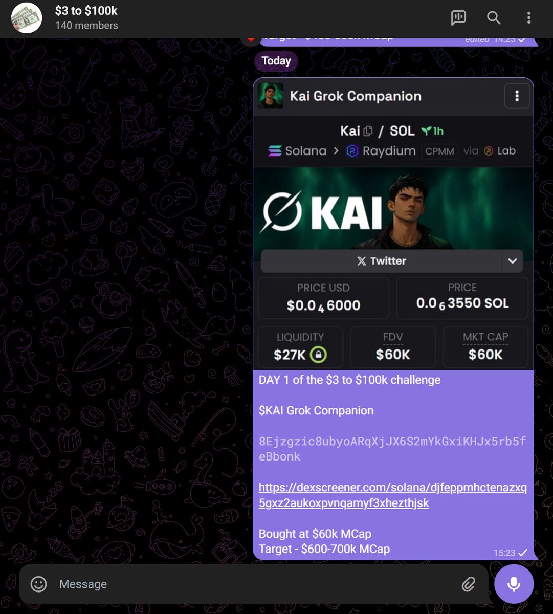 Shelpid_WI3M's tweet image. DAY #1 of the $3 to $100k challenge    

Today, we bagged $KAI

Flipped at 650k MCap - 11x gains   
Account balance: $33

Adding 600 participants    
Accepted so far: 140/600

Want to join us?    

• Like &amp;amp; Retweet     
• Comment &quot;STRIVE&quot;     
• Must be following  

Only…