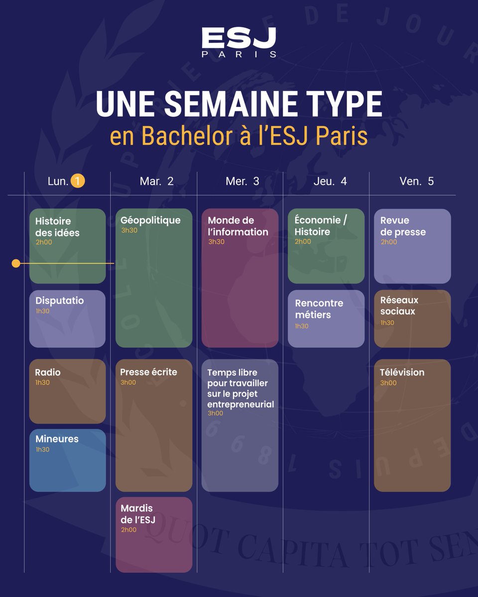 Entre les modules de techniques journalistiques, les rencontres métiers, et les cours de culture générale, vous profiterez à l'ESJ Paris d'un enseignement d'excellence, à la fois théorique et pratique.
Il est encore possible de candidater sur esj-paris.fr   

#ESJParis