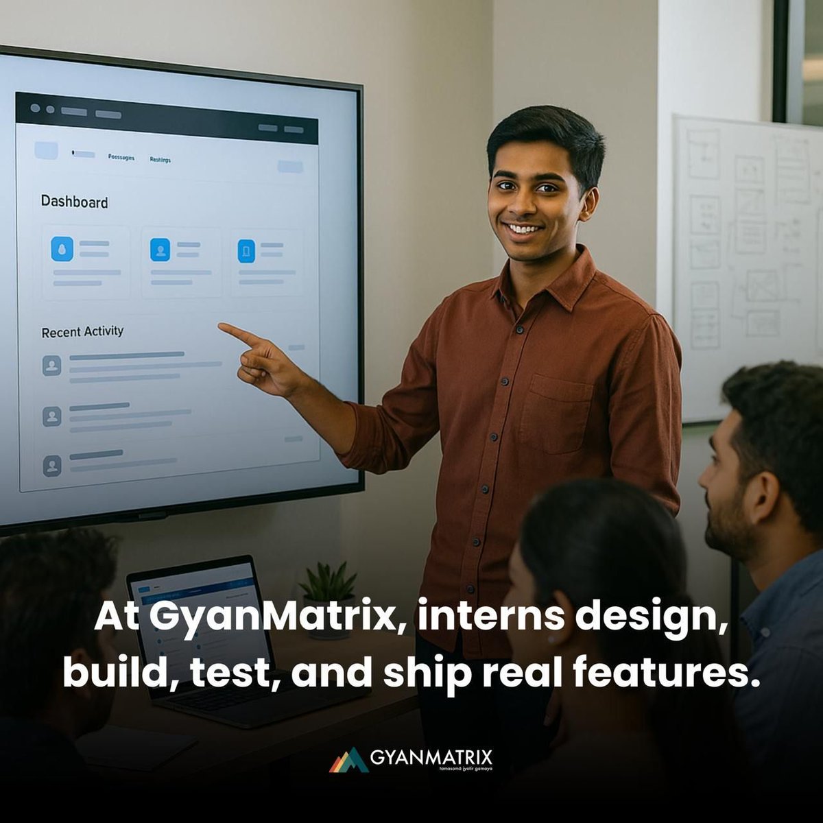 GyanMatrix's tweet image. At GyanMatrix, interns don’t sit idle.

💻 They design, build, test, and ship real features.

Because nothing teaches better than doing.

🚀 Apply for impactful internships at gyanmatrix.com

#InternshipThatMatters #GyanMatrixGrowth #TechCareers