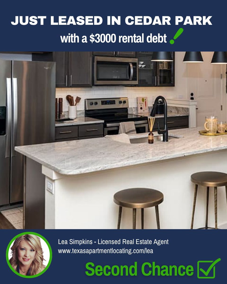 TXApartment's tweet image. 🚨 Just Leased in Cedar Park by Lea Simpkins! 🚨
My client had $3,000 in unpaid rental debt — and still leased a beautiful apartment in Cedar Park with the help of a third-party co-signing company! ✨
👉 texasapartmentlocating.com/lea

#SecondChanceRentals #AustinApartments
#BadCreditOK