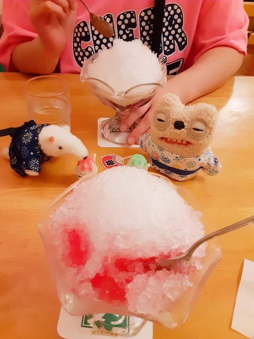 お祭りの後皆でかき氷