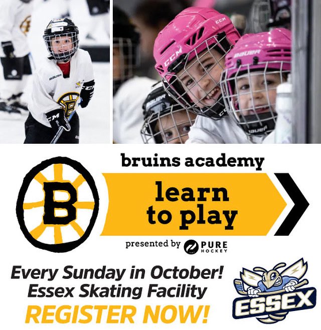 EYHAVT's tweet photo. 🥅 Boston Bruins Learn to Play

Sundays in Oct. @ 10 AM, Essex HS

For $225, kids (ages 5–9) get: • Full set of gear to keep ($550 value) • Skates + professional fitting • 4 weeks of on-ice instruction with certified coaches

Spots are limited. 

https://t.co/doO6Q5P11M https://t.co/zlcpWcwNjr