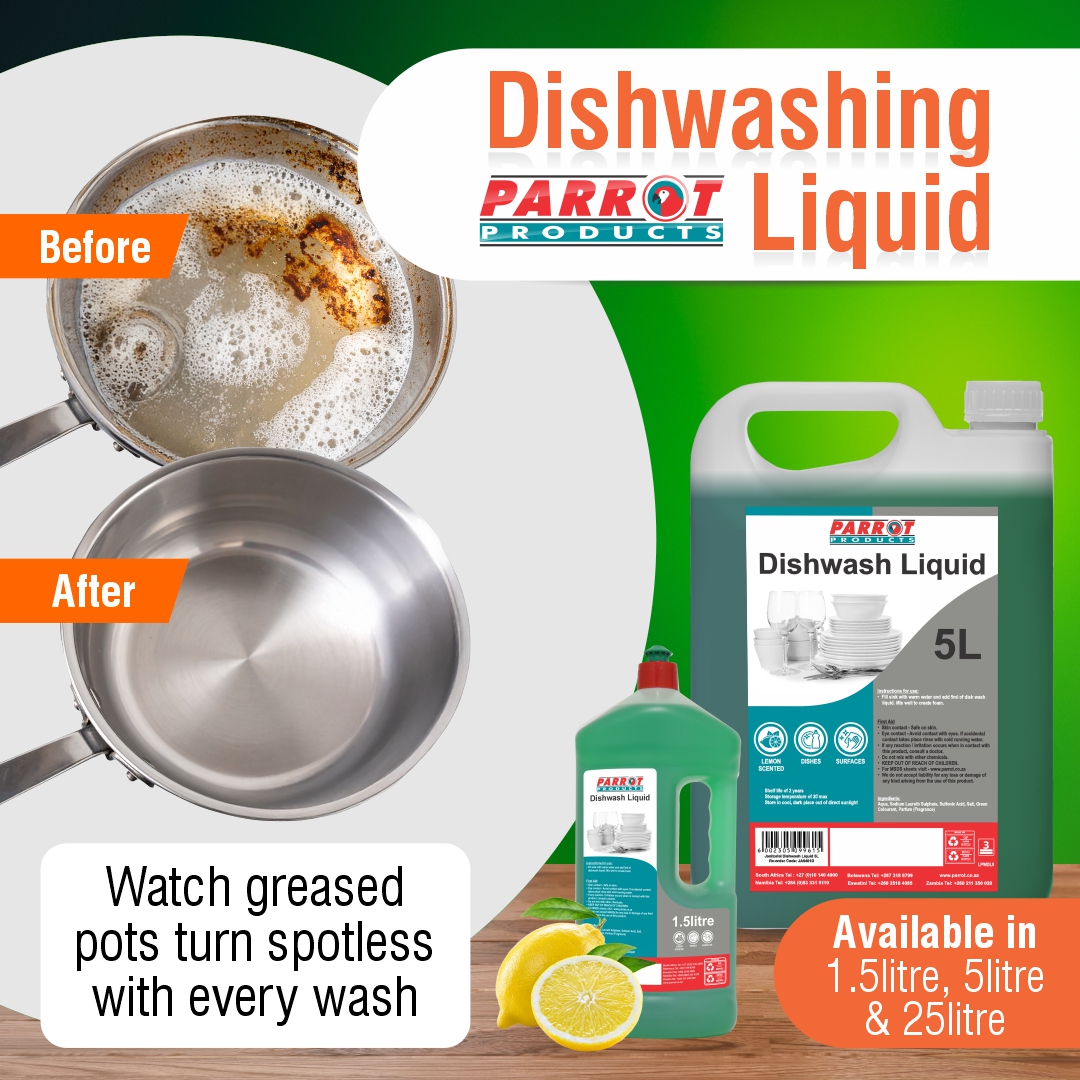 ParrotProducts's tweet image. Watch those greasy pots transform into sparkling clean with every wash using Parrot Products Dishwashing Liquid! 

Available in 1.5L, 5L, and 25L 

  parrot.co.za/product/sku/JA…

#DishWashLiquid #DishwashingLiquid #CleanKitchen  #HouseEssentials #parrotproducts