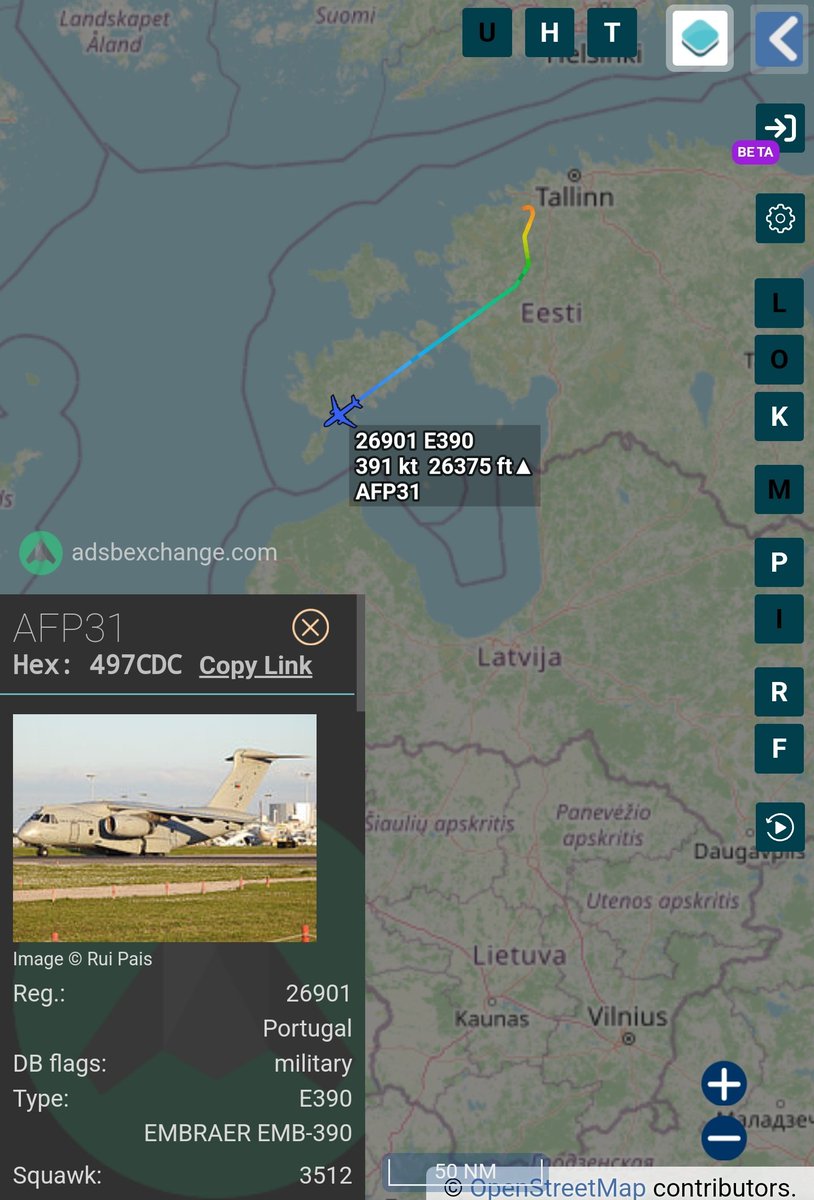 sipjack1776's tweet photo. Portugal 🇵🇹
Embraer KC-390
#497CDC
26901/AFP31
Out of Ämari Lennubaas Military Air Base tracking SW
@Borrowed7Time https://t.co/IHwWKKlv02