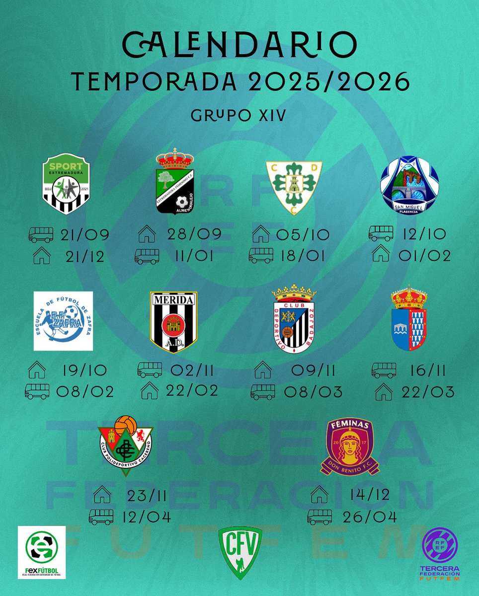 ¡Listo el calendario de partidos que disputaremos la temporada 25/26 en <a href="/3rfef_fem/">3ª RFEF femenina 🇪🇸</a> !

📢 Os esperamos en cada partido dándolo todo como si fuera el último; jugadoras y cuerpo técnico se ocuparán del resto 🫰

⏳ 21 de septiembre 🔜