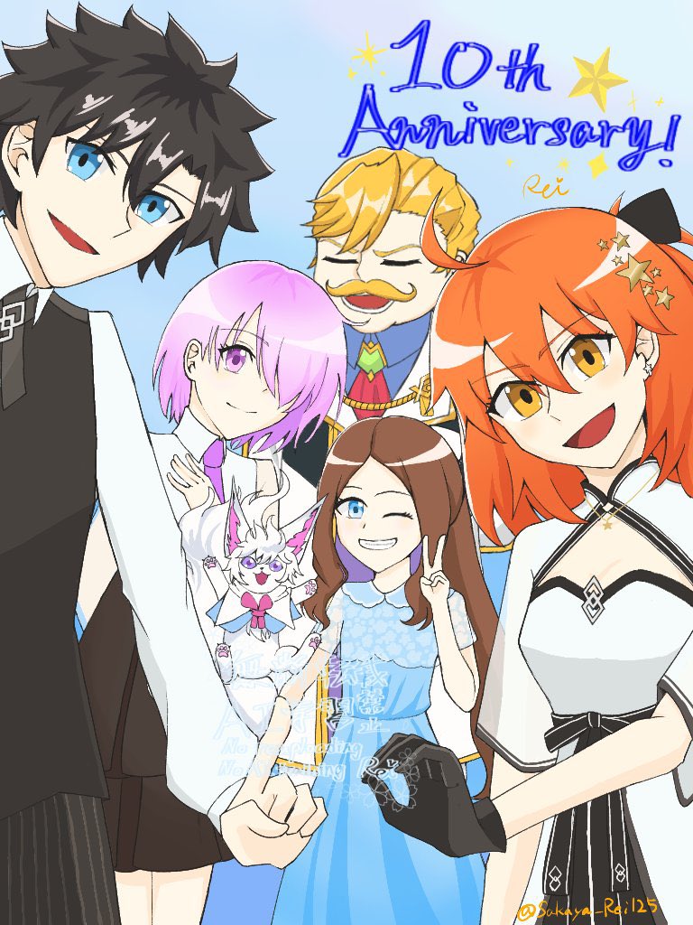 #FGO10周年 
フラッグイラストなんとか間に合った！！！
めでたい！！！！！！！
明日からが楽しみで仕方ないぜ🥰