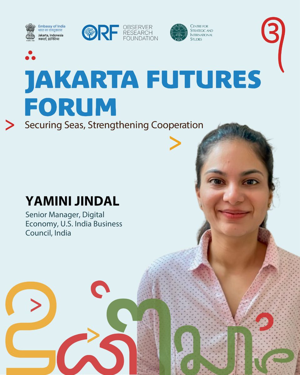 <a href="/Bhuvanbagga/">Bhuvan Bagga 把奥文</a> <a href="/CSISIndonesia/">CSIS Indonesia</a> <a href="/IndianEmbJkt/">India in Indonesia</a> <a href="/jiten_jain/">Jiten Jain</a> <a href="/barakembara/">Gilang Kembara</a> <a href="/dbelemlopes/">Dawisson Belém Lopes</a> <a href="/julie_rknf/">Julia Roknifard</a> <a href="/SuryaValliappan/">Surya Valliappan Krishna</a> <a href="/corteva/">Corteva Agriscience</a> <a href="/SomareBrash/">Dulciana Somare-Brash</a> .<a href="/YaminiJindal/">Yamini Jindal</a>, Senior Manager, Digital Economy, U.S. India Business Council, India, will join us at #JakartaFuturesForum2025!

🗓️ 5-6 Aug | 📍 Jakarta

Know more: or-f.org/34938

<a href="/CSISIndonesia/">CSIS Indonesia</a> <a href="/IndianEmbJkt/">India in Indonesia</a>