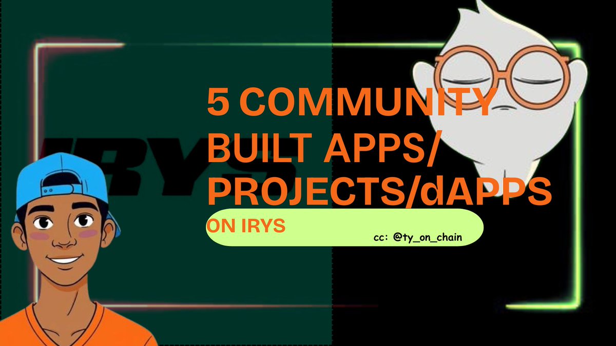 Cryp.Ty | HUDL (@ty_on_chain) on Twitter photo Here are 5 community-built projects on <a href="/irys_xyz/">Irys (✧ᴗ✧)</a> 🧵
Irys is a fast-growing ecosystem. At core it's the world's first data chain built to unlock the real value of data.
On Irys, Data is:
- Permanent
- Programmable
- Composable
- Valuable
A lot of community-built projects and Here are 5 community-built projects on <a href="/irys_xyz/">Irys (✧ᴗ✧)</a> 🧵
Irys is a fast-growing ecosystem. At core it's the world's first data chain built to unlock the real value of data.
On Irys, Data is:
- Permanent
- Programmable
- Composable
- Valuable
A lot of community-built projects and