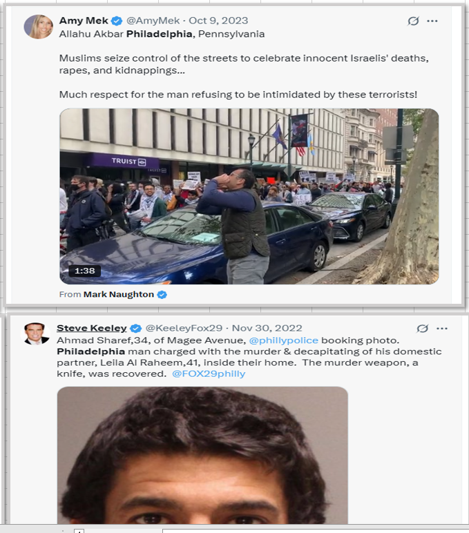 Darth यमराज (@riseofdevas) on Twitter photo Philadelphia: 
Mass shooting at Ramadan, Eid
Cop ambushed.  Shooter said, "In the name of Islam"
Muslim seize control of streets to celebrate Israelis' deaths & kidnappings
Philly Shooter attended Radical Mosque
Murder at Mosque 
Ahmad Sharef decapitated his partner, Leila Philadelphia: 
Mass shooting at Ramadan, Eid
Cop ambushed.  Shooter said, "In the name of Islam"
Muslim seize control of streets to celebrate Israelis' deaths & kidnappings
Philly Shooter attended Radical Mosque
Murder at Mosque 
Ahmad Sharef decapitated his partner, Leila