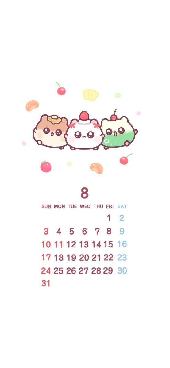 motchiri_hamu's tweet photo. 8月のカレンダーだよ！
今月ももっちりよろしくね 🐹 https://t.co/Frz6JvXP2w