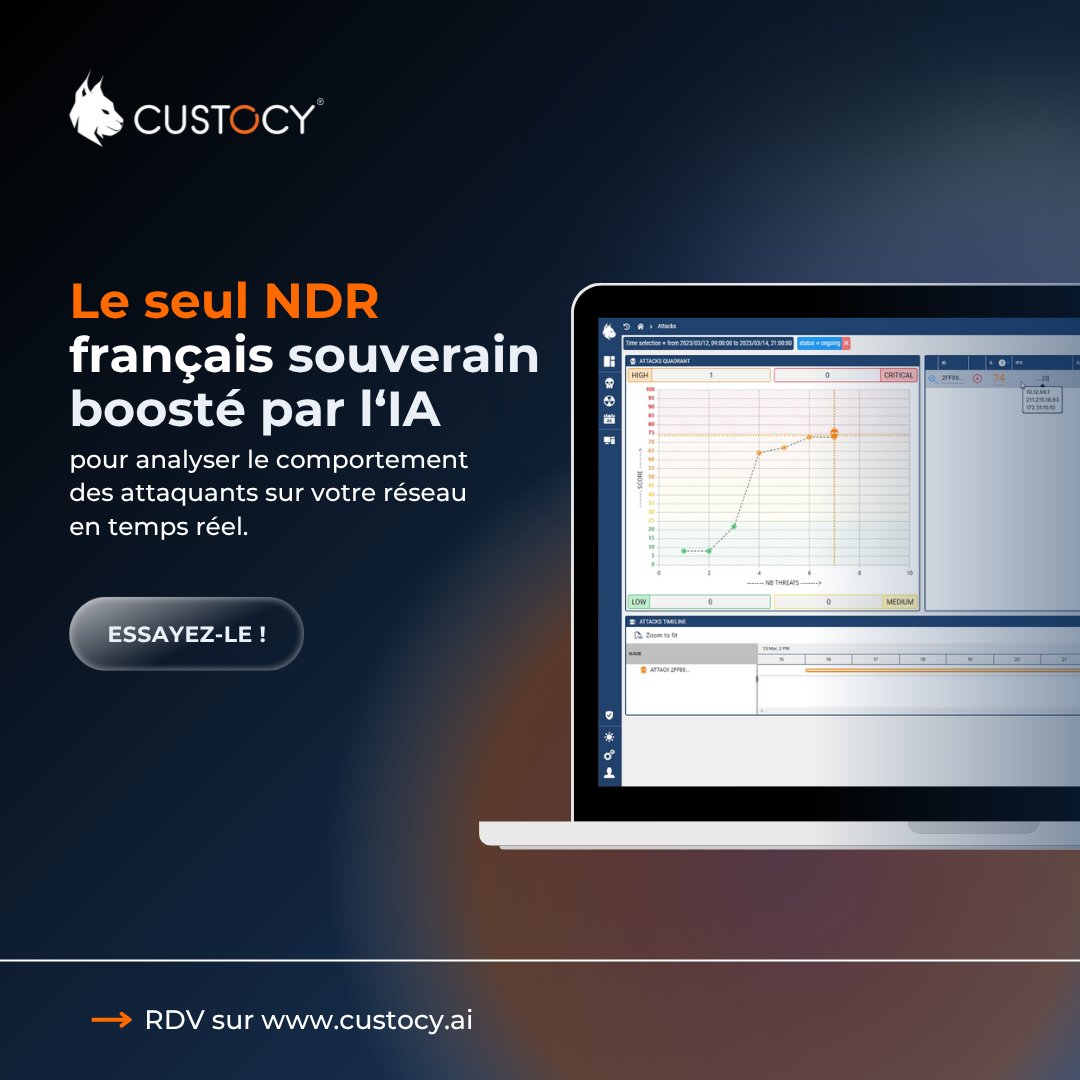Un attaquant a compromis un compte. Ça ne déclenche aucune alerte sur l'EDR. Pourquoi ?🤔

Il utilise des identifiants valides.
Il ne télécharge rien de suspect.
Il n’utilise aucun malware.

C'est là tout l'intérêt du #NDR👉Analyse comportementale
🔗custocy.ai/demo/