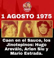🧵💥1/8/1975

Mueren en combate 6 Cros. en el cerro El Guayabo, en El Sauce, donde operaba una escuela del entrenamiento del FSLN, ellos son:

Arlen Siu Bermúdes
Hugo Arévalo Cuadra
Mario Estrada Gómez, todos originarios de Jinotepe👇 

<a href="/MaryuriRG/">𝗠𝗮𝘆𝘂 🇳🇮</a>

#UnidosEnVictorias #Nicaragua