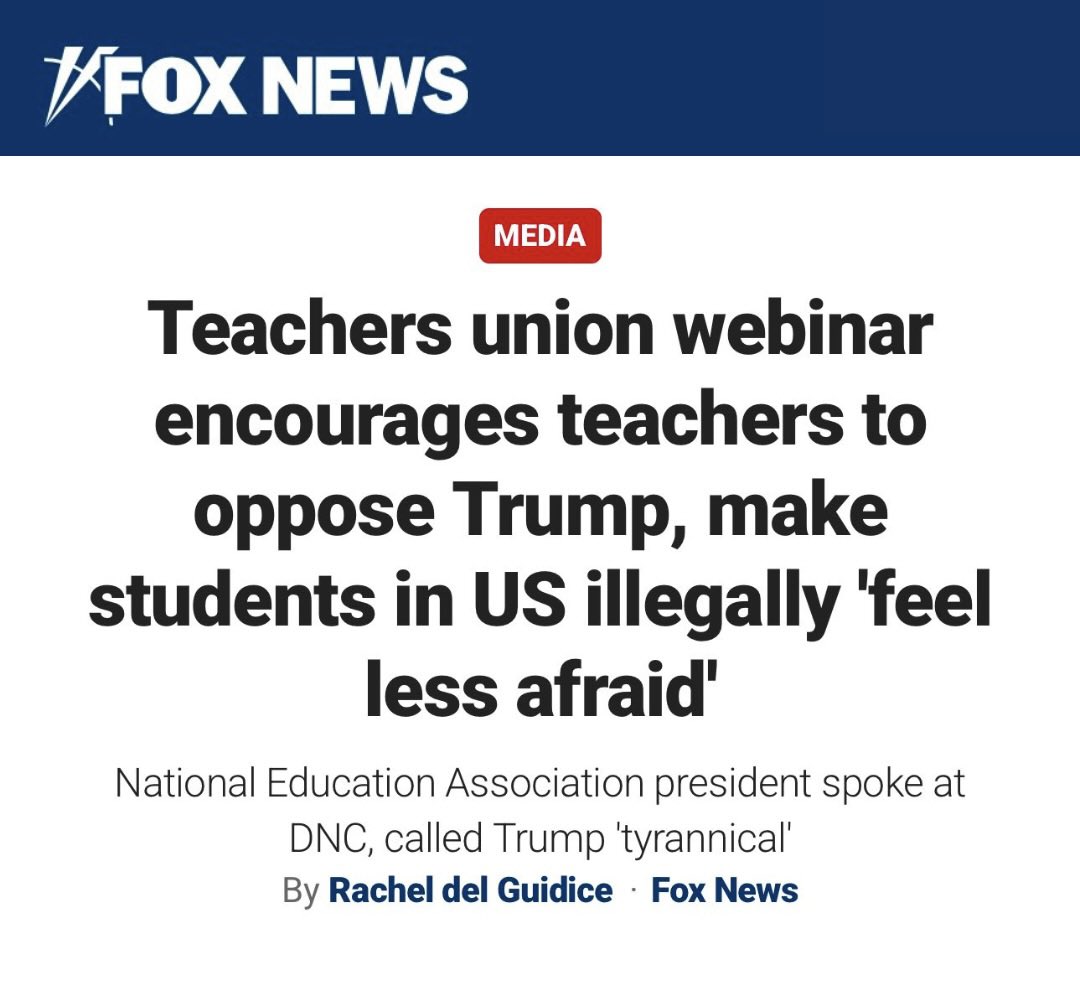 The National Education Association openly encourages teachers to oppose President Trump.

This alone should be enough to REVOKE the NEA's federal charter.