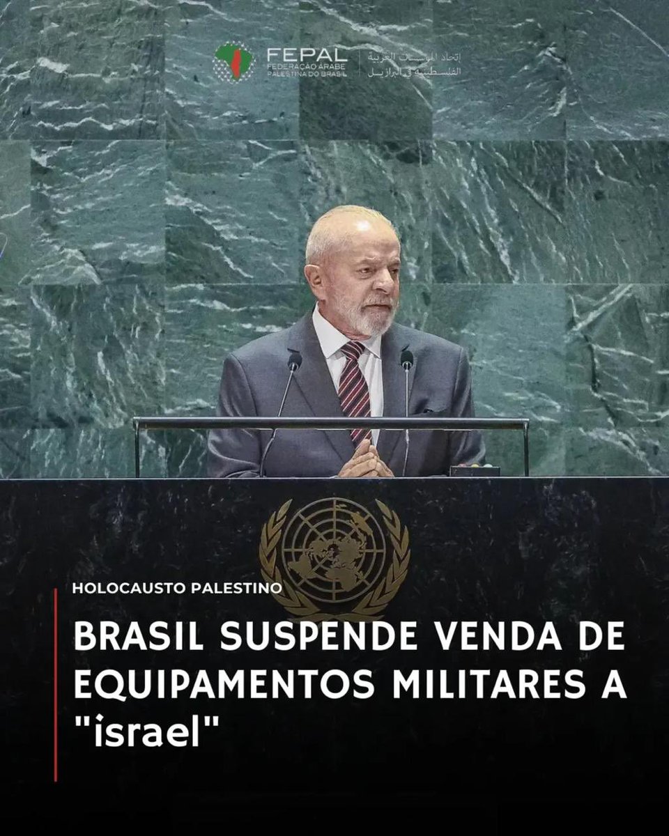 O governo brasileiro tomou a única atitude possível diante do Holocausto palestino: suspendeu as exportações de equipamentos militares a Israel. O Brasil também ingressou na ação contra Israel por genocídio na Corte Internacional de Justiça e defende a criação formal do Estado