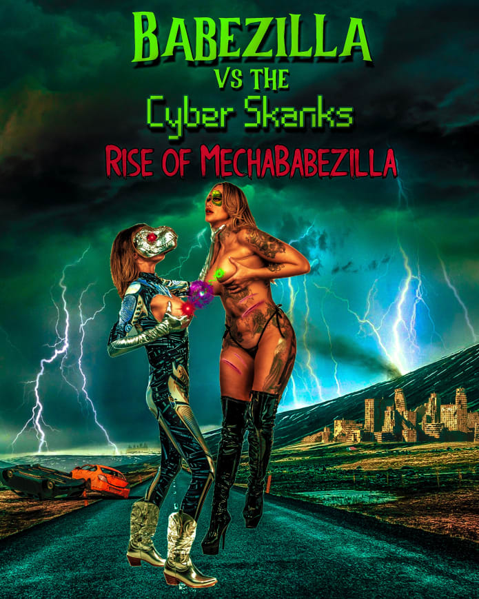 #Babezilla is back and this time she's in the company of greatness! uddafilm.blogspot.com/2025/08/babezi… #JessaFlux #Sleaze #BabezillaVsTheCyberSkanks #UddaFilm #Cyborg #Gora #GingerLynn