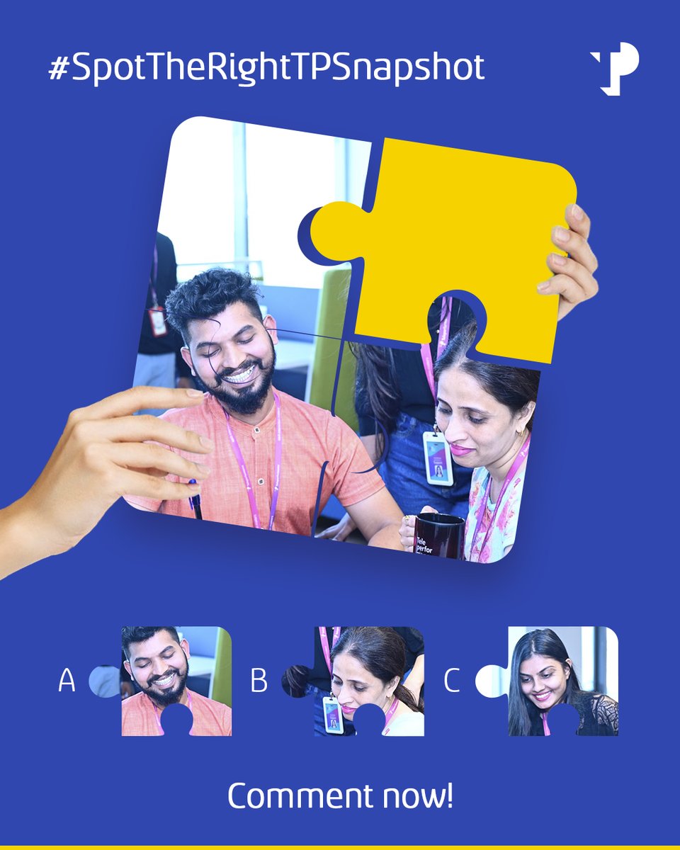 WeAreTPinIndia's tweet photo. It's time to immerse into the #TPverse with our intriguing puzzle!
Which one is the correct answer: A, B, or C?
Share your Answers Now!
#TPIndia #FridayPuzzle #FindTheMissingPiece #SpotTheRightTPSnapshot https://t.co/DOXww5HNJl