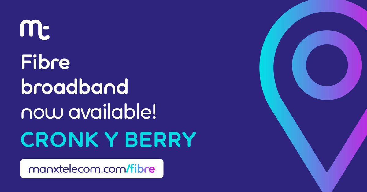 149 additional properties around Cronk Y Berry can now enjoy the benefits of fibre.
 
Get future ready at mt.im/fibre or contact 624624.