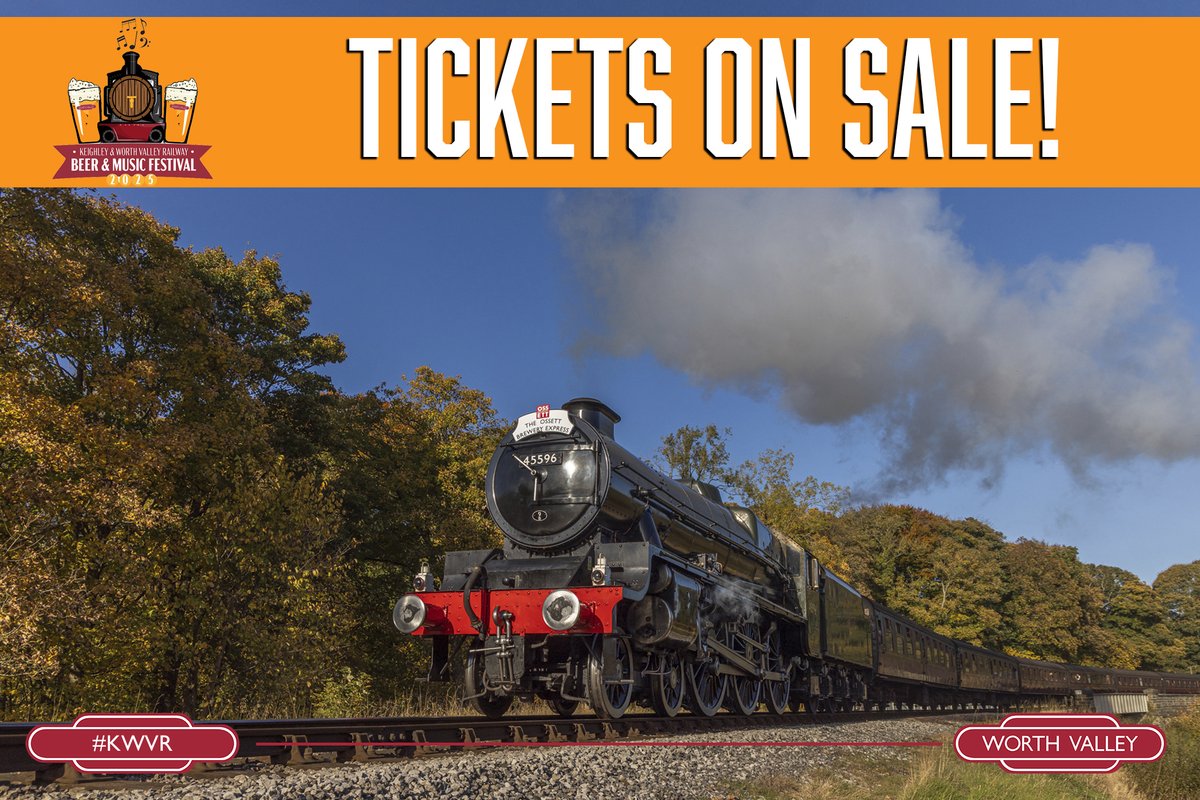 🚨 TICKETS ON SALE NOW! 🚨

The KWVR Beer &amp; Music Festival is back from 16–19 October 2025 🍺🎶🚂
Steam trains, live bands, epic beers, and a whole lot of good times across the Worth Valley.

🎟️ Grab your tickets now 👉 beerandmusic.co.uk/tickets

#kwvr // kwvr.co.uk