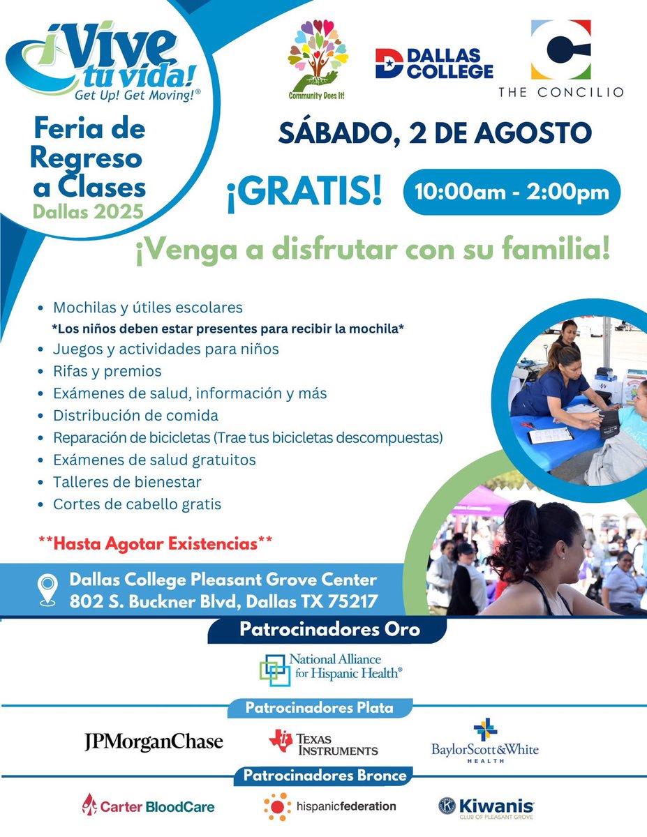 Families, this is for you! Another Back-to-School Fair this Saturday, August 2, from 10 am to 2 pm at Dallas College Pleasant Grove Center. Enjoy resources, activities, and fun for the whole family.  Don’t miss it! <a href="/Region1DISD/">Dallas ISD Region I</a> <a href="/SeagovilleVT/">Seagoville Vertical Team</a> <a href="/mrschoppa1908/">TrinaGib</a> @MariaRossAP