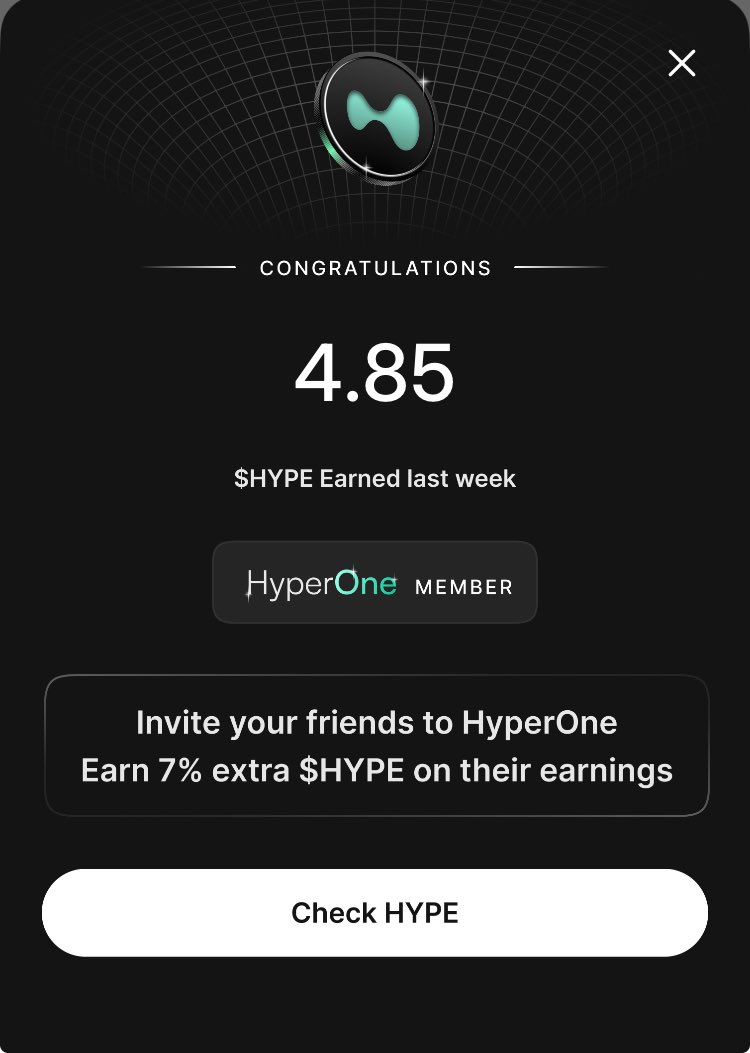 今週は4.85枚の $HYPE
thanks <a href="/Okto_wallet/">Okto Wallet</a> <a href="/okto_web3/">Okto 🐙</a> #HYPERONE