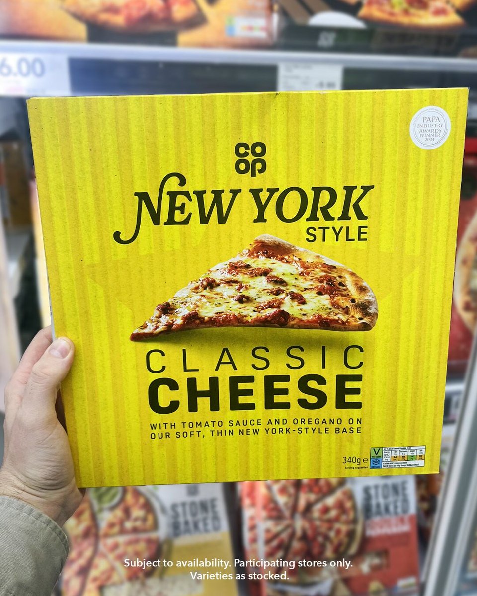 Have you tried the <a href="/coopuk/">Co-op</a> New York style classic cheese pizza yet? Perfect for a weekend night in 🤩