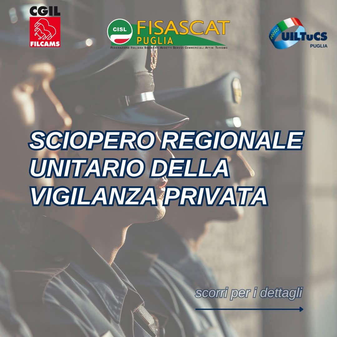 Cisl Puglia (@cislpuglia) on Twitter photo #1agosto
la #CislPuglia a sostegno dello sciopero dei lavoratori del comparto Vigilanza Privata indetto da <a href="/FisascatCislPug/">Fisascat Cisl Puglia</a> per rivendicare l'estensione del contratto integrativo a livello regionale #1agosto
la #CislPuglia a sostegno dello sciopero dei lavoratori del comparto Vigilanza Privata indetto da <a href="/FisascatCislPug/">Fisascat Cisl Puglia</a> per rivendicare l'estensione del contratto integrativo a livello regionale