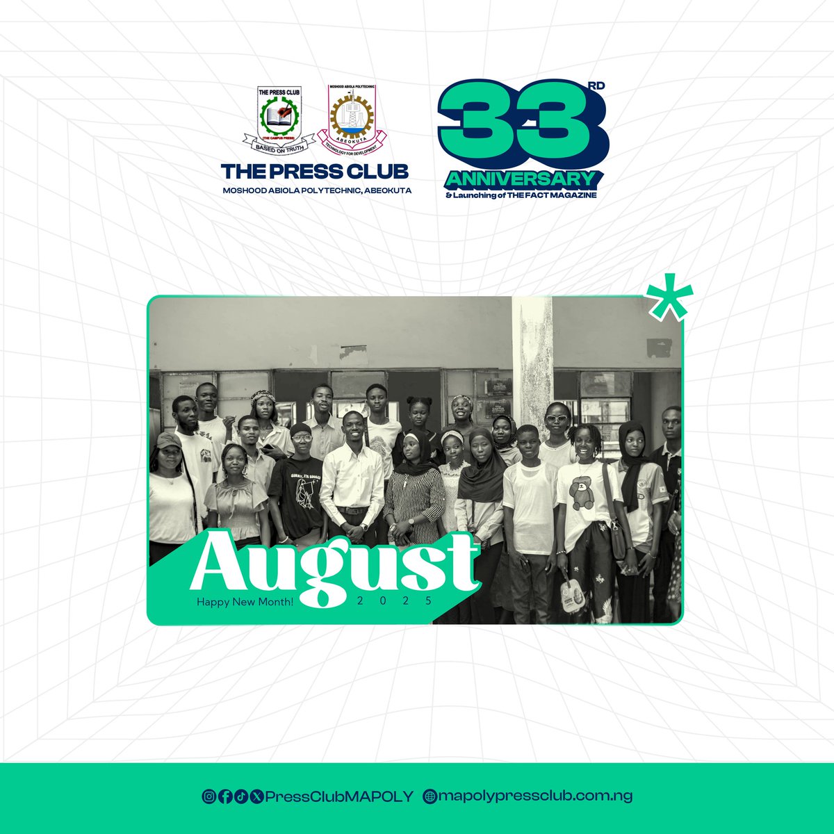 PressClubMAPOLY's tweet image. 𝐇𝐚𝐩𝐩𝐲 𝐍𝐞𝐰 𝐌𝐨𝐧𝐭𝐡! 🎉🎉

As we step into a new month, we welcome August with renewed energy, bold ideas, and unwavering passion. The Press Club MAPOLY continues to stand as a beacon of truth, creativity, and student voice. 

#august1 #Pressclubmapoly #Mapoly