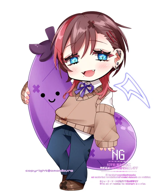 奈須雪花様のかわちSD立ち絵制作させていただきまちた!(U ∩'ᴗ'///U)おっきいナスもかわち!!ご依頼ありがとうございまちた(n*'ω`*n) #有償依頼