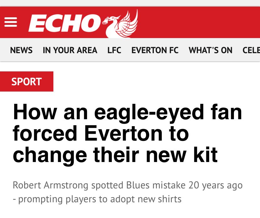 Kit launch….Everton “hold my beer” In 1997 they were selling kits with the colours the wrong way round.