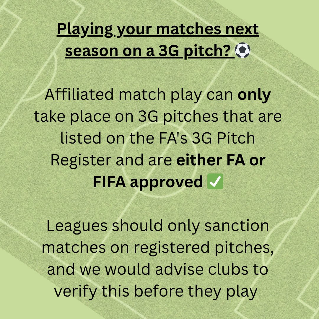Check if your 3G pitch is FA approved via the link below 👇

🔗 buff.ly/3A469FX