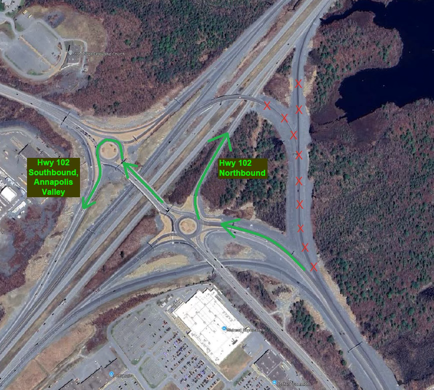 NS_PublicWorks's tweet image. Starting Tuesday, August 5, access to Highway 102 from Highway 107 will be closed for construction for 6 weeks.

Traffic will be detoured to the nearby Highway 102 roundabouts at Exit 4C.

Delays are expected. Please consider alternate routes.