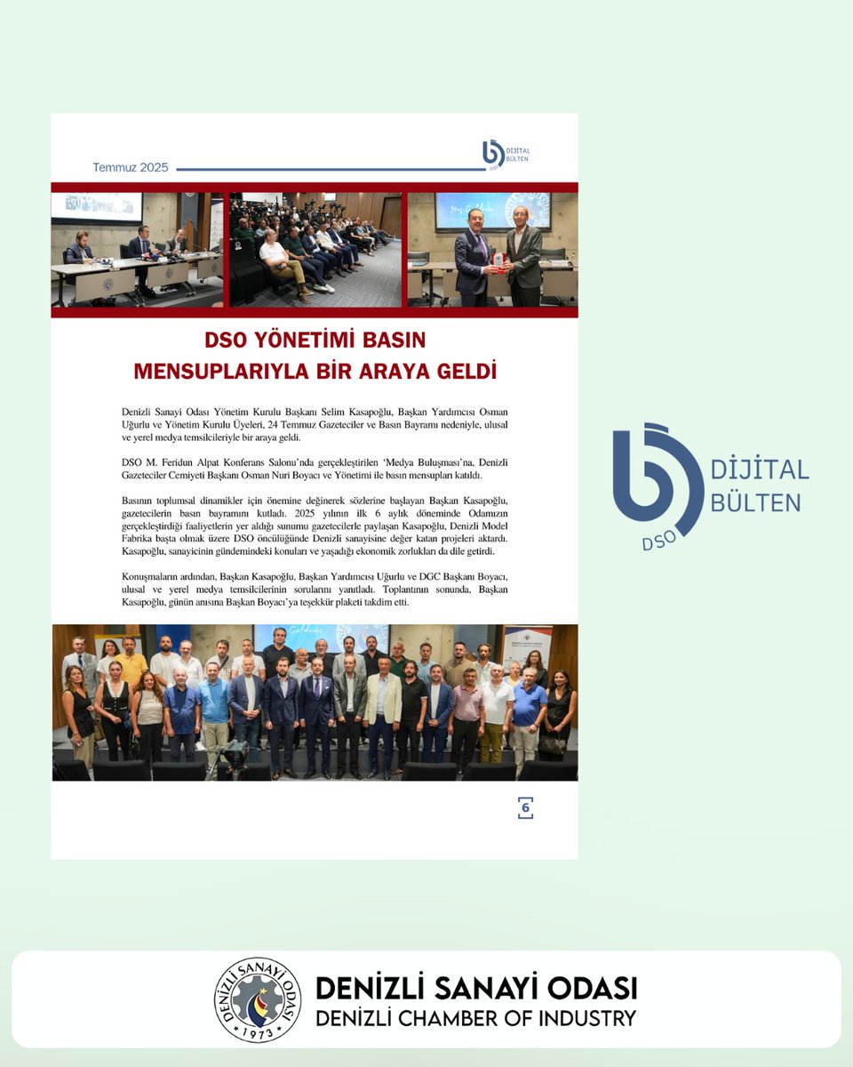 📍 DSO’da Temmuz Ayı!

Temmuz 2025 faaliyetlerimizin yer aldığı DSO Dijital Bülteni Yayında!

✅ Dijital Bültenimizi okumak için 👉dso.tr/pdf/2896_18202…

<a href="/RHisarciklioglu/">Rifat Hisarcıklıoğlu</a> 
<a href="/selimkasapoglu/">Selim Kasapoglu</a>

<a href="/TOBBiletisim/">TOBB</a> 

#dso #denizli #sanayi #dsodijitalbülten #temmuz