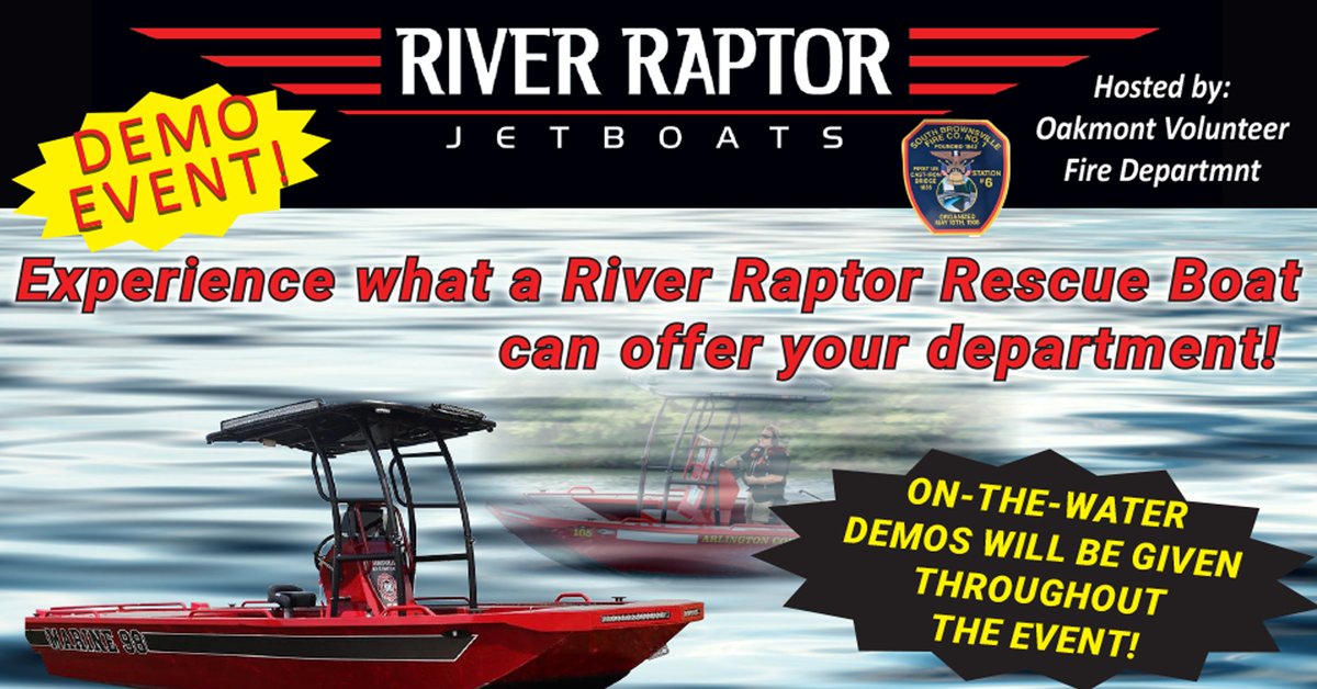 TODAY'S THE DAY! 
Don't miss this informative and hands-on  River Raptor Jetboats Demo Event! Today at 4pm in Oakmont PA. bit.ly/3HsGD17