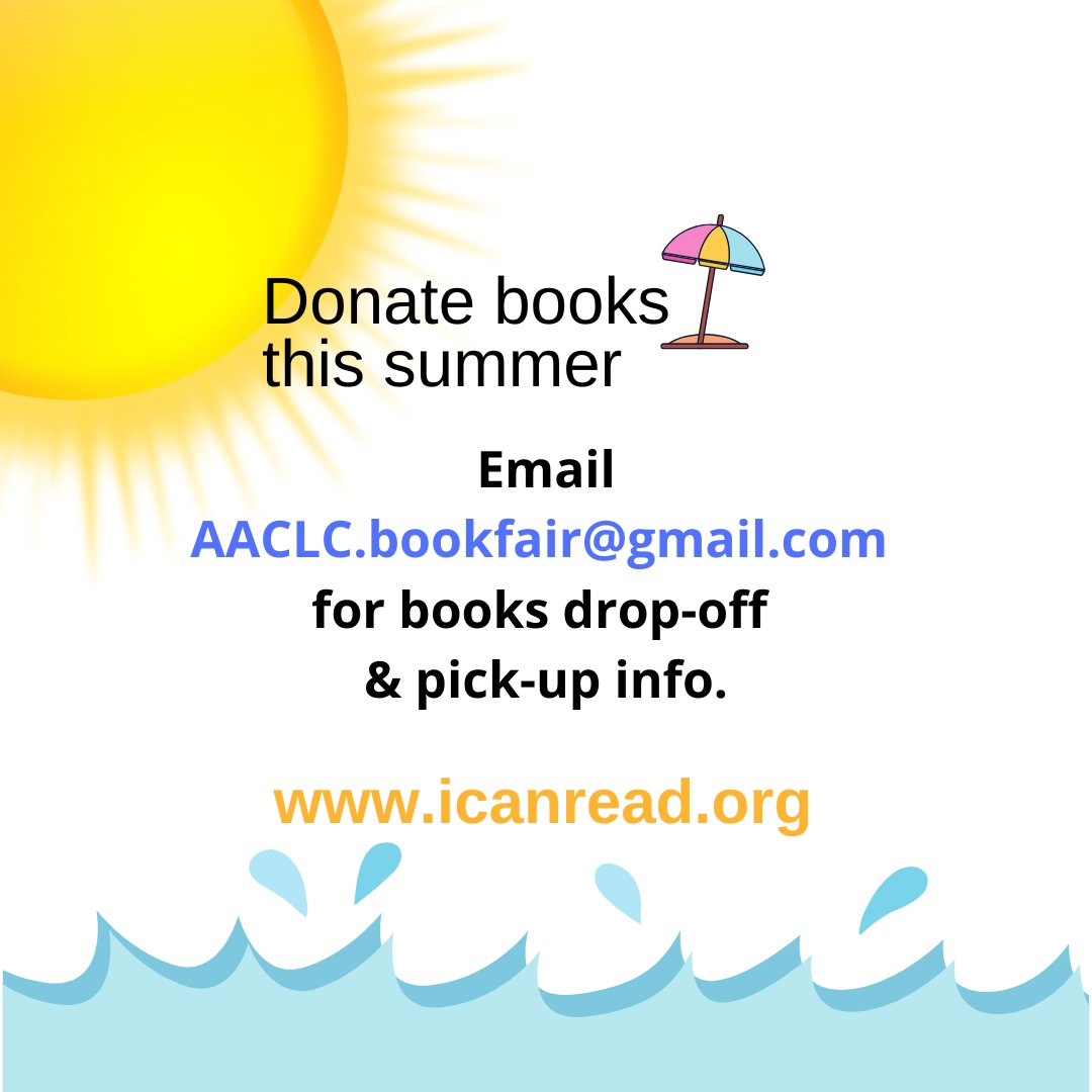 AACLC (@aaclc) on Twitter photo We're collecting gently used books for our fall fundraiser book fair at Annapolis Mall (9/27/25) until August 31st. Email AACLC.bookfair@gmail.com to inquire about book drop-off locations. Book fair information is at icanread.org/bookfair/. We're collecting gently used books for our fall fundraiser book fair at Annapolis Mall (9/27/25) until August 31st. Email AACLC.bookfair@gmail.com to inquire about book drop-off locations. Book fair information is at icanread.org/bookfair/.