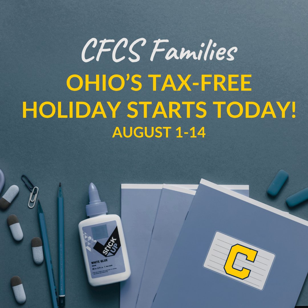 Tax-Free Starts TODAY! 

Take advantage of Ohio’s Sales Tax Holiday, running August 1–14—it’s the perfect time to stock up for the new school year.

Check out your child’s 2025-2026 supply list at the link below:
🔗 copley-fairlawn.org/resources/scho…