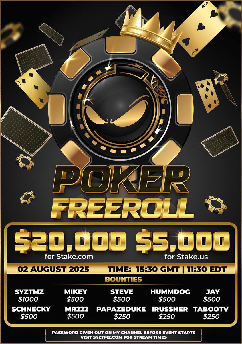 🎉 $500 GIVEAWAY 🎉

To celebrate my $20,000 <a href="/Stake/">Stake.com</a> Poker Freeroll - I’m giving away 5 x $100 cash prizes!

To enter the $500 giveaway:
1️⃣ Like this post
2️⃣ RT
3️⃣ Comment your Stake name or ETH address

Winner drawn in less than 24 hours! 

Don’t miss out on the most