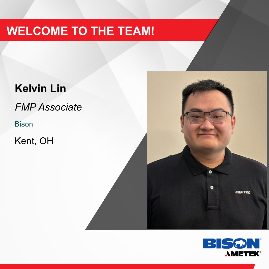 Bison®, An AMETEK® Business (@bisonametek) on Twitter photo Welcoming Kelvin Lin to our Bison team! Kelvin is on his third and final rotation of AMETEK's Financial Management Program and will then have an opportunity for a role within the company upon completion. We look forward to supporting his continued growth! Welcoming Kelvin Lin to our Bison team! Kelvin is on his third and final rotation of AMETEK's Financial Management Program and will then have an opportunity for a role within the company upon completion. We look forward to supporting his continued growth!