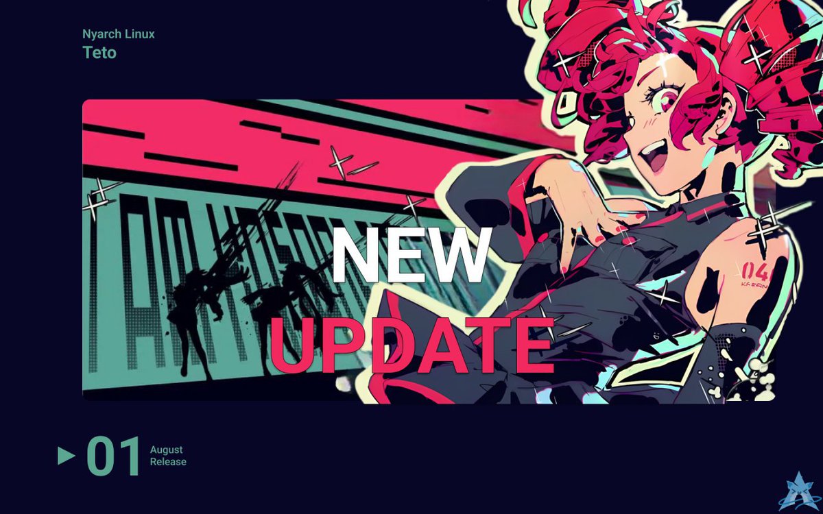 NyarchLinux's tweet image. 🐱 Nyarch Linux 25.04.2 Teto released!

🔃 Updates to packages, Nyarch Assistant and Nyarch Updater

#linux #Tetokasane #Teto