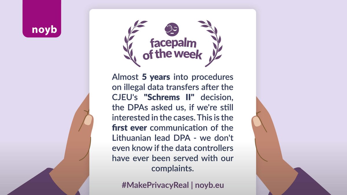 🫥 Not knowing whether the data controllers have ever even been served with our complaints, we were asked by the DPA if we're still interested in them.

⭐ 📩 Would you like to receive regular updates on our current projects? 🐦 Sign up to our newsletter: newsletter.noyb.eu/pf/433/TdOop
