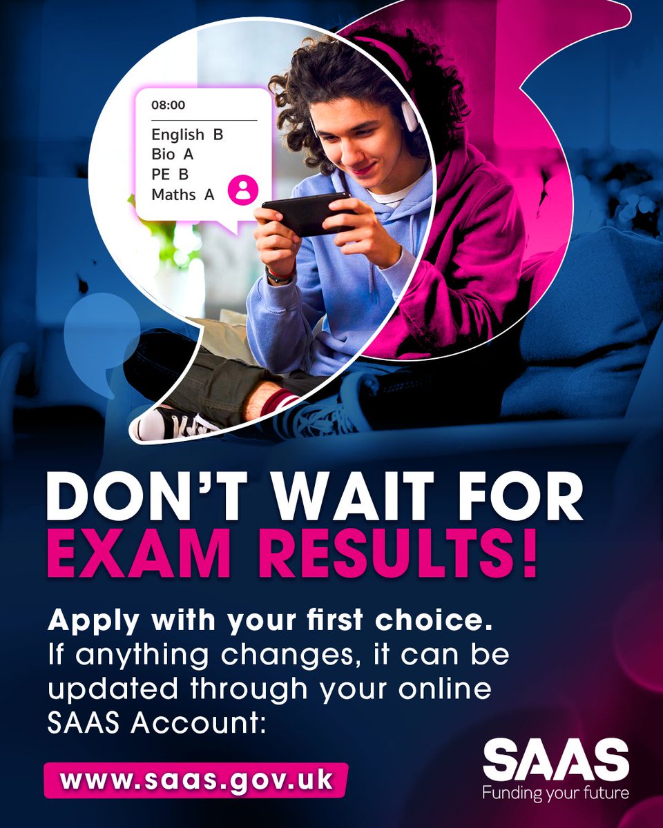 Good luck to students receiving #SQAresults on Tuesday! 🤞
Have questions about your funding application? SAAS can advise on how to update course details, fill out an application &amp; more.
Book a place on their free results drop-in session: tickettailor.com/events/student…