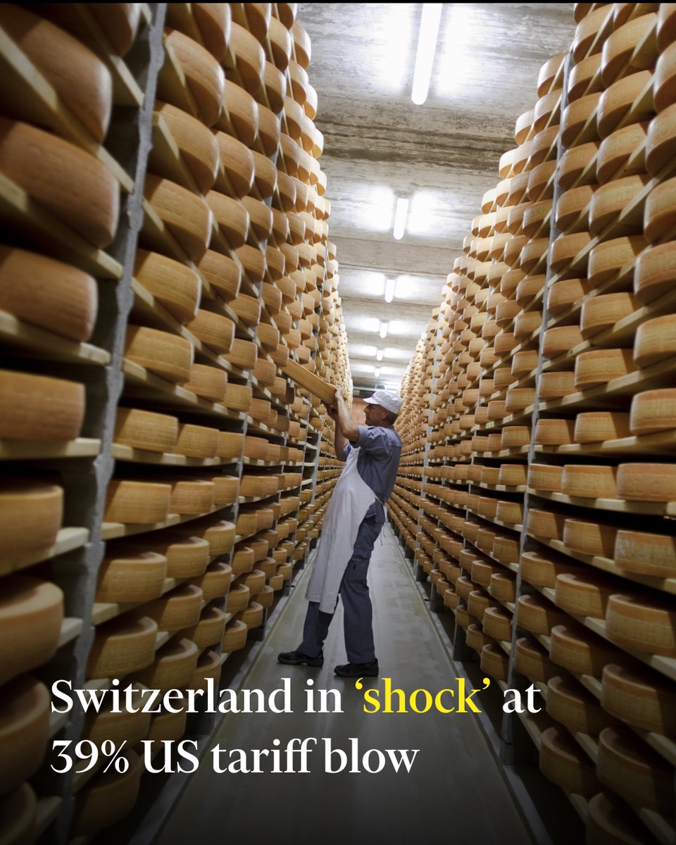 The Swiss government has denounced Donald Trump’s decision to impose a 39% tariff on the country, a steep rate that sent the Swiss franc sliding on Friday and left lawmakers in 'shock' at how to respond. on.ft.com/4ofyYnB