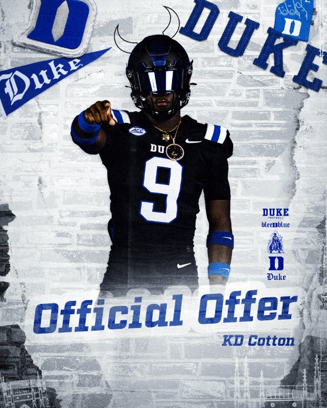 Ki’anthony “KD” Cotton (@kianthonysmith) on Twitter photo It’s Official 😈 Super excited to get to work and run the whole ACC!
<a href="/coachRickLyster/">Rick Lyster</a>
<a href="/Coach_MannyDiaz/">Manny Diaz</a>
<a href="/DukeFOOTBALL/">Duke Football</a>
<a href="/DUFBRecruit/">Duke Football Recruiting</a>
<a href="/BlueDevils247/">Duke Blue Devils</a> It’s Official 😈 Super excited to get to work and run the whole ACC!
<a href="/coachRickLyster/">Rick Lyster</a>
<a href="/Coach_MannyDiaz/">Manny Diaz</a>
<a href="/DukeFOOTBALL/">Duke Football</a>
<a href="/DUFBRecruit/">Duke Football Recruiting</a>
<a href="/BlueDevils247/">Duke Blue Devils</a>
