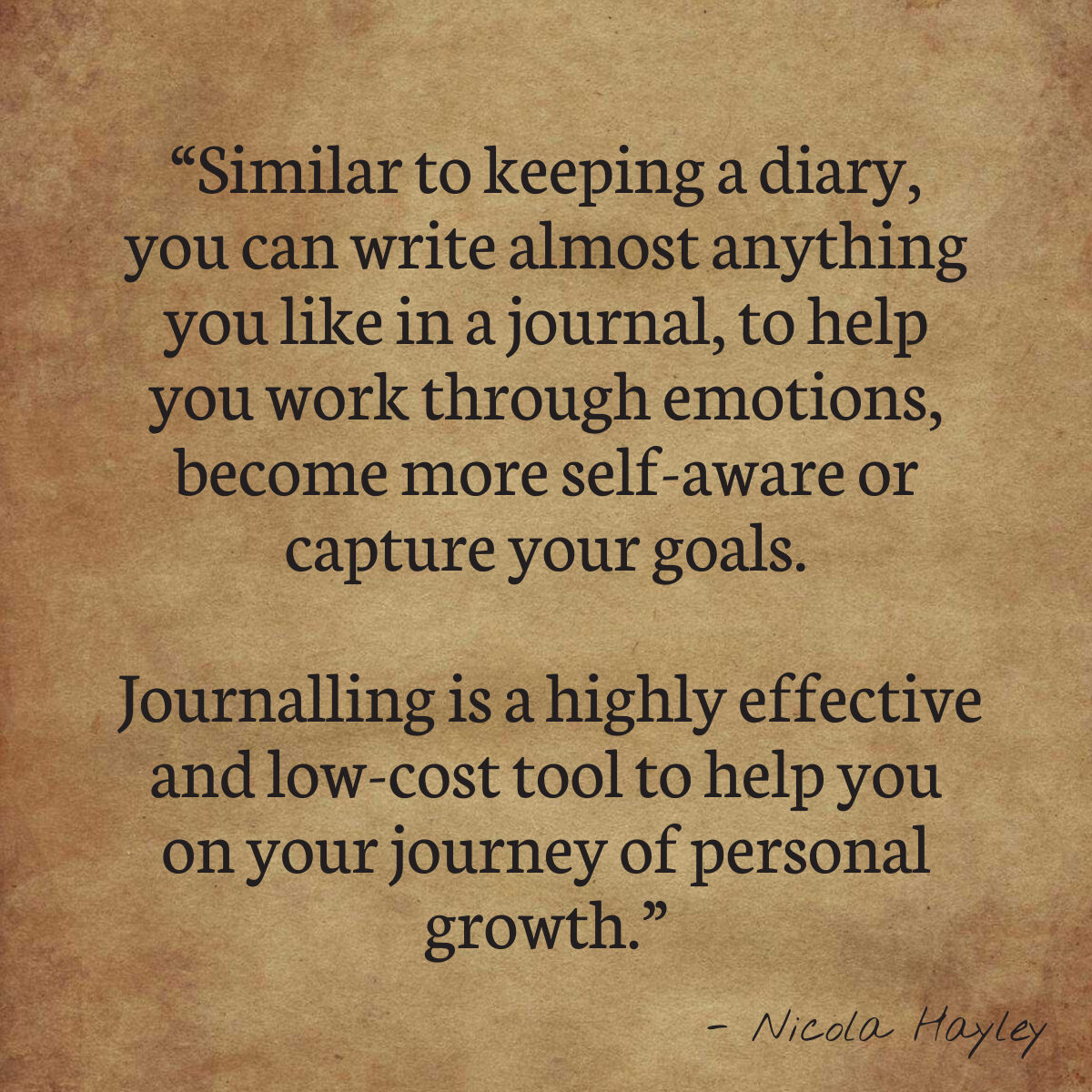 WisdomStirring's tweet photo. “Similar to keeping a diary, you can write almost anything you like in a journal, to help you work through emotions, become more self-aware or capture your goals.

Journalling is a highly effective and low-cost tool to help you on your journey of personal growth.” https://t.co/pHfimyiiUI