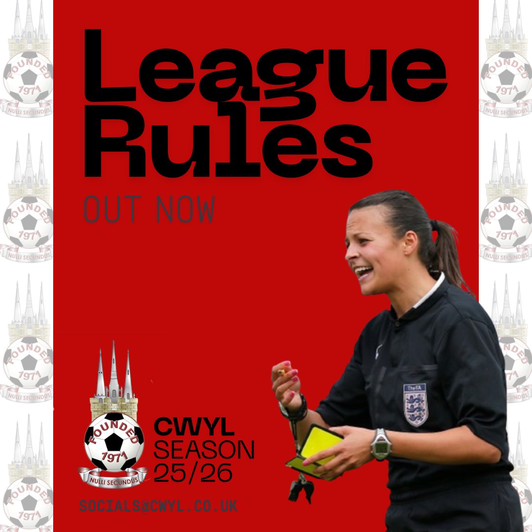 Our league rules are out! Take a look via the link below 👇

🔗cwyl.uk/rules.htm