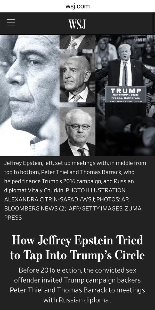 Thai Zombie (@tomstraw01) on Twitter photo wsj.com/politics/jeffr… How Jeffrey Epstein Tried to Tap Into Trump’s Circle - WSJ wsj.com/politics/jeffr… How Jeffrey Epstein Tried to Tap Into Trump’s Circle - WSJ