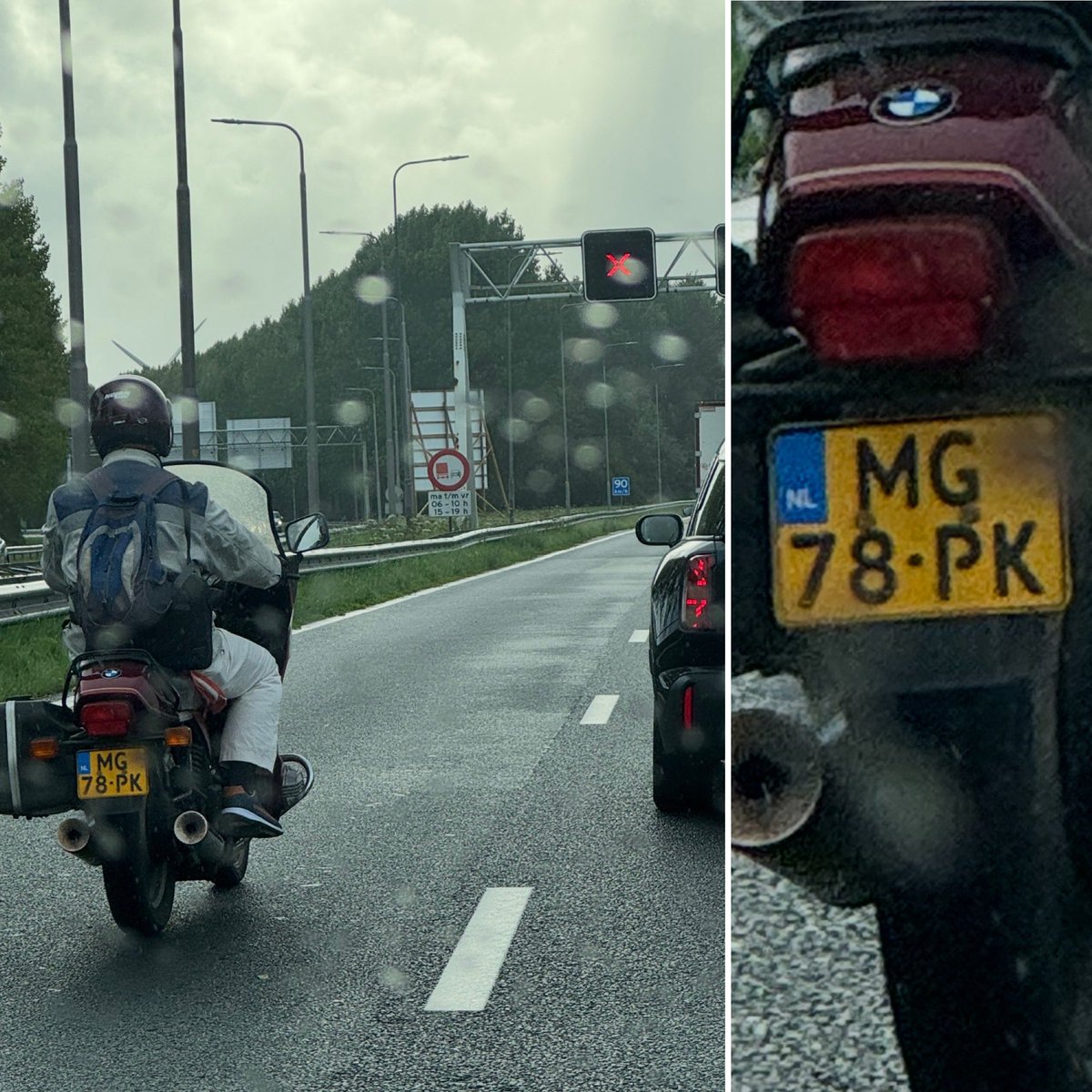 Geldt een rood kruis ❌ niet voor #motoren? Heb er deze week al 8 gezien die over #A44 het kruis negeerde één zelfs slalom langs de #wegafzetting