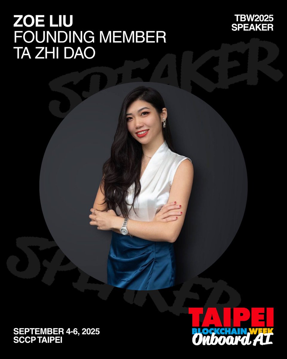 Zoe, founder of Ta Zhi Dao - a women-led tech collective - is joining #TBW2025!

She’s driving growth at the intersection of AI, gaming, and Web3, with a mission to bring more women into the space.

📍 Songshan Cultural and Creative Park | Sep 4–6th, 2025
🎟️