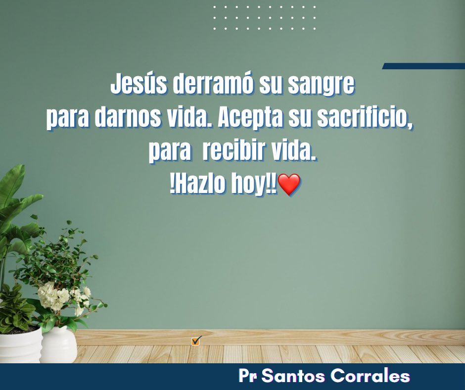 SANGRE:”Porque la vida de la carne en la sangre está, y yo os la he dado para hacer expiación sobre el altar por vuestras almas; y la misma sangre hará expiación de la persona.” Lev. 17:11 #rpsp.